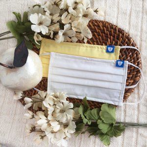 NEW! 2 PACK Cloth Face Mask - Custard and White